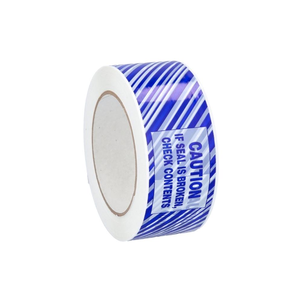 2" x 110 Yds Tamper Evident Tape Blue Print - 1.9 Mil - 36 Rolls/Case