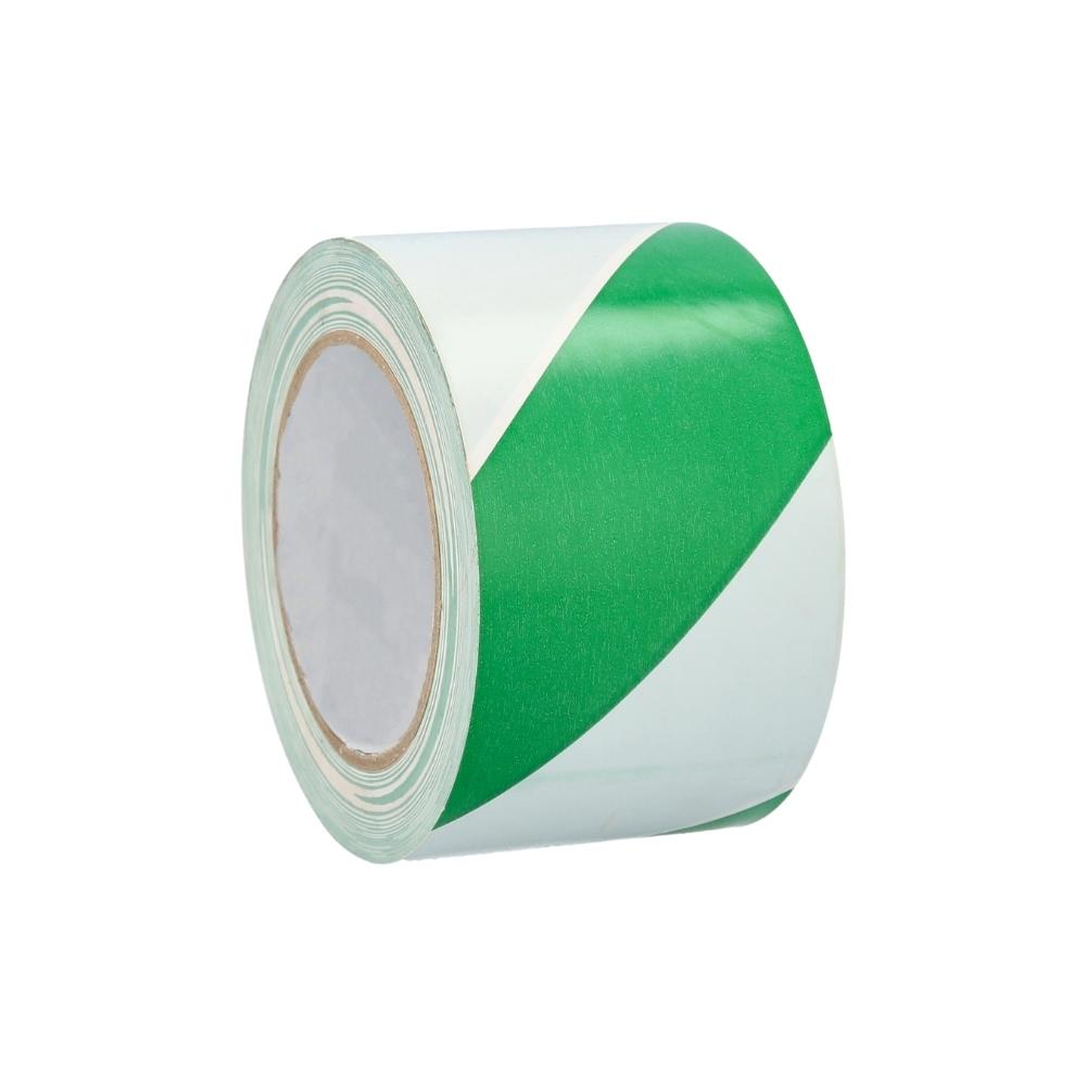 3" x 36 Yards 7 Mil Green/White Striped Aisle Marking Tape - 16 Rolls/Case