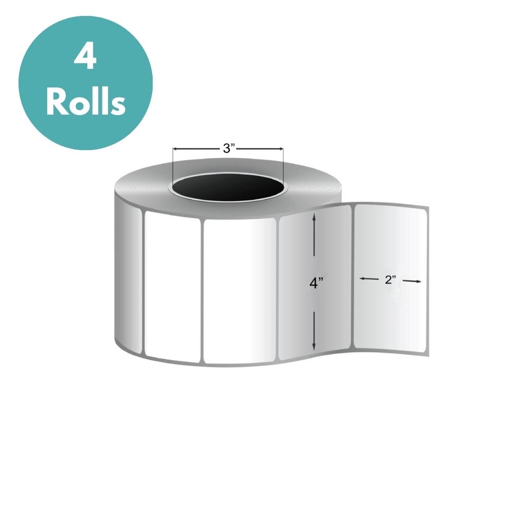 4" x 2" Direct Thermal Labels - 3" Core - 4 Rolls/Case