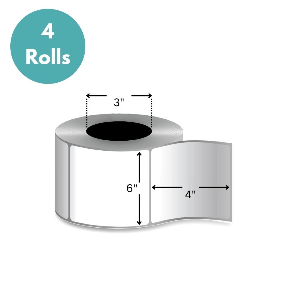 4" x 6" Direct Thermal Labels - 3" Core - 4 Rolls/Case