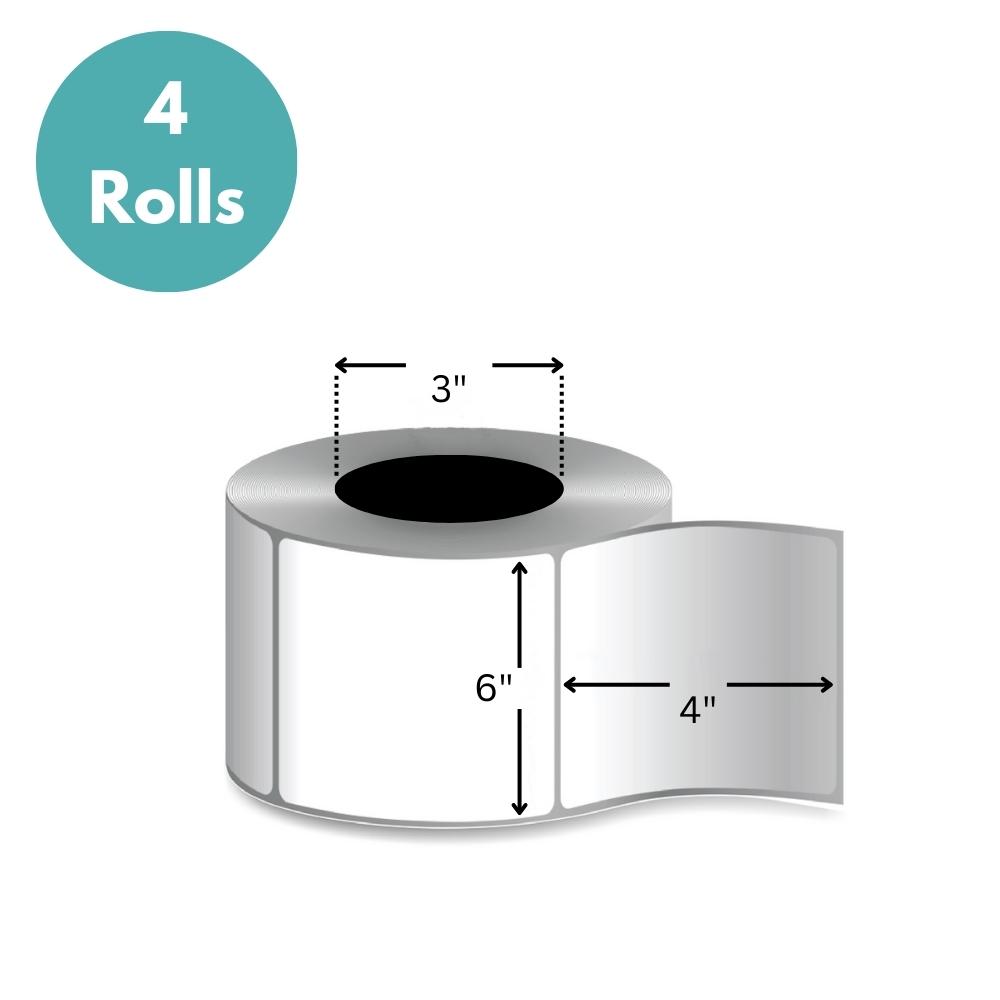 4" x 6" Thermal Transfer Labels - 3" Core - 4 Rolls/Case