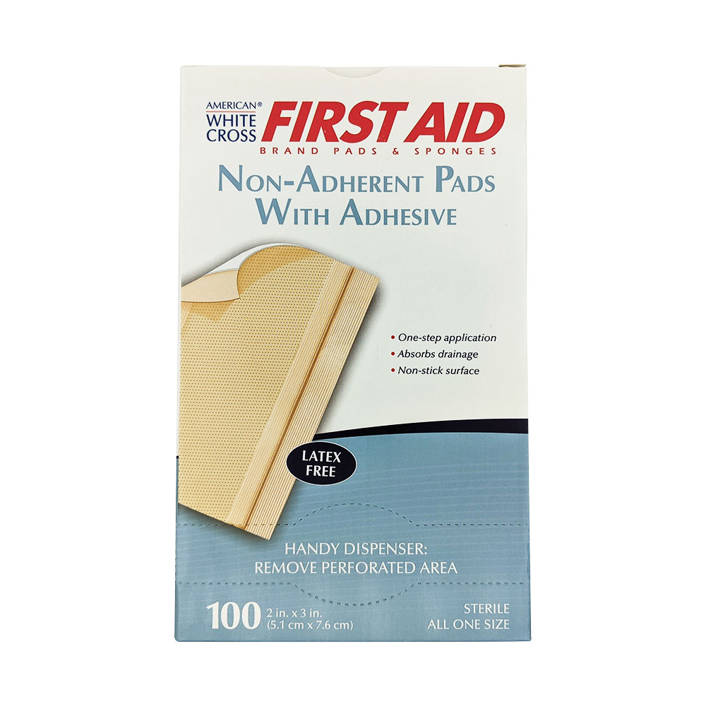 2 x 3 Non-Adherent Pads with Adhesive Strips - 100/Box