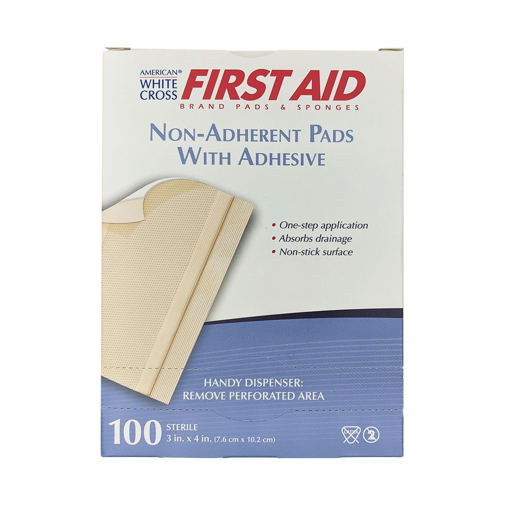 3 x 4 Non-Adherent Pads with Adhesive Strips - 100/Box