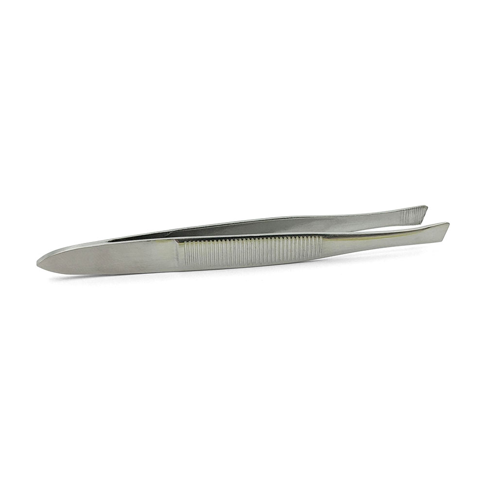 3" Chrome Plated, Slanted Tweezers - 1/Package