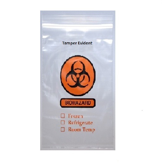 3 Wall 6" x 6" Biohazard Specimen Transfer Bags - 2 Mil, No Print - 1000 Bags/Case