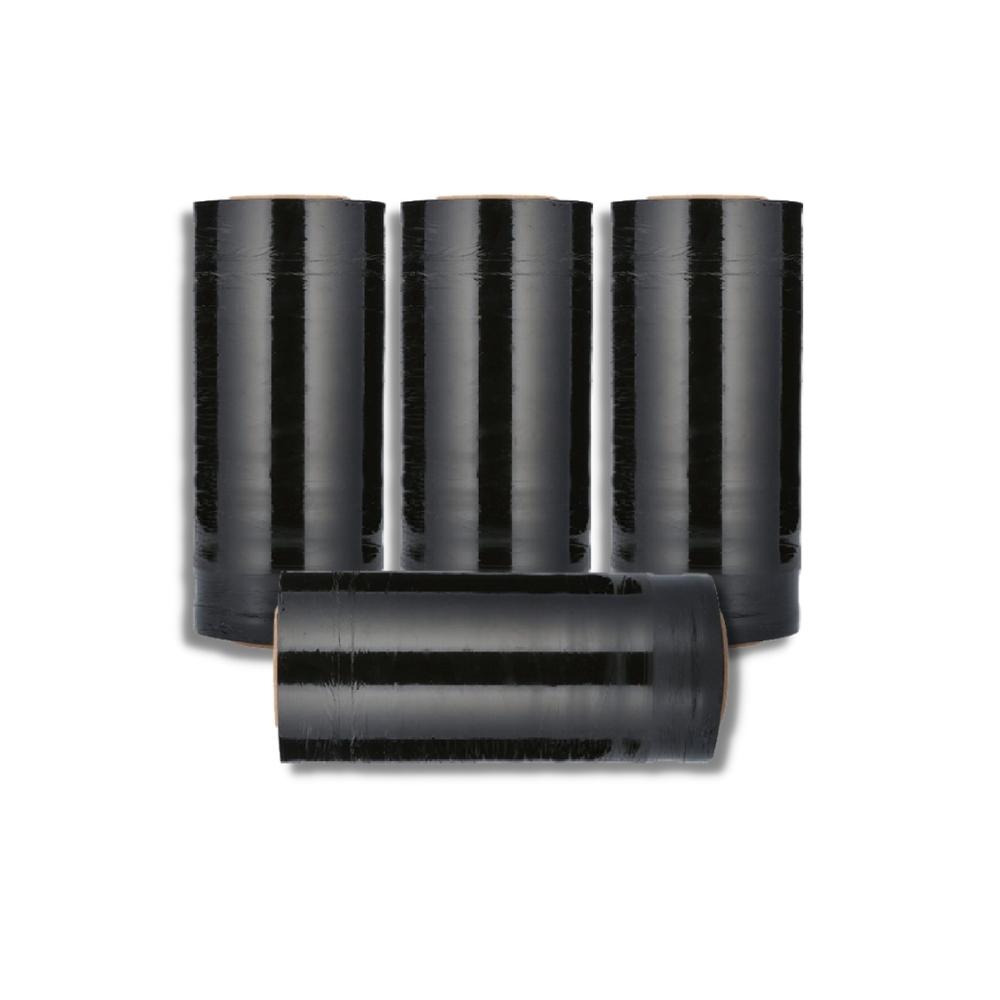 18" x 1500 x 80 Ga Black UVI Hand Wrap - 4 Rolls/Case