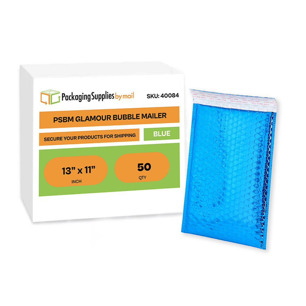 Glamour Bubble Mailers - Metallic Blue - 13.75