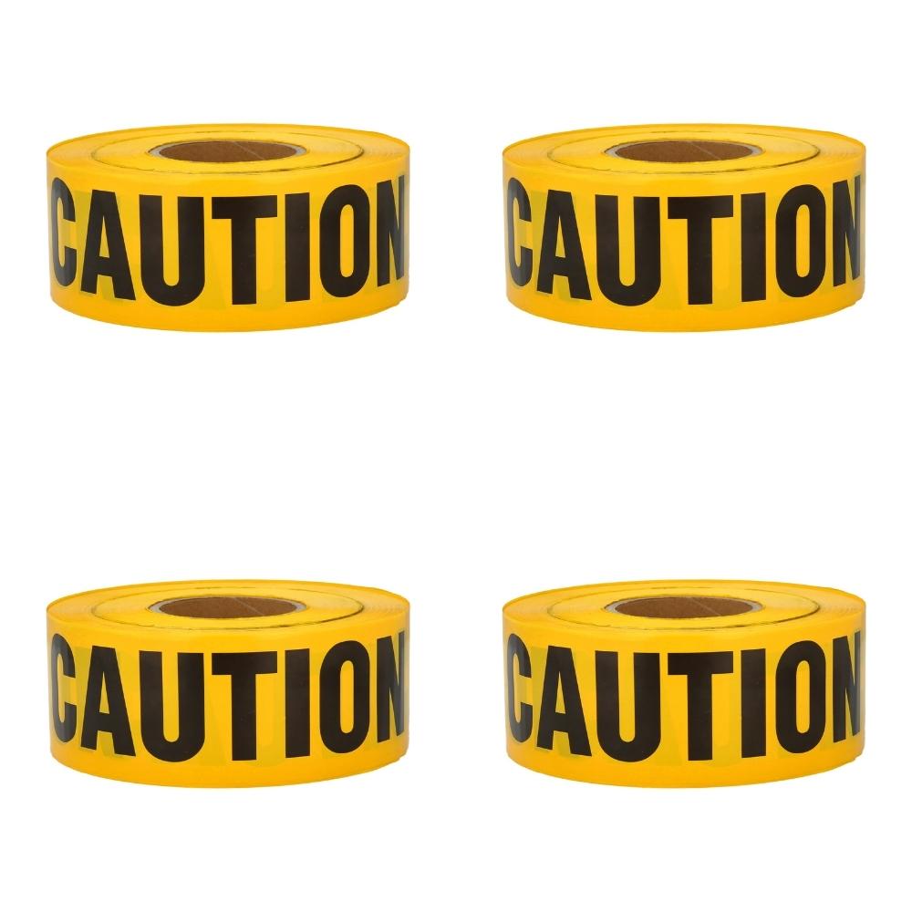 3" x 1000 Printed "CAUTION" Barricade Tape - 3 Mil - 4 Rolls/Case