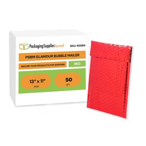 Glamour Bubble Mailers - Metallic Red - 13.75