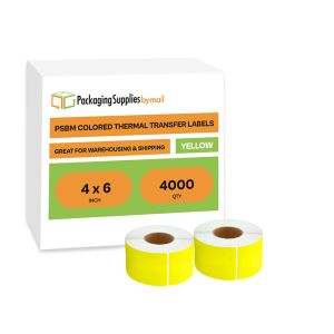 Yellow Thermal Transfer Labels - 4 x 6 Inch - 4000 Labels/Case
