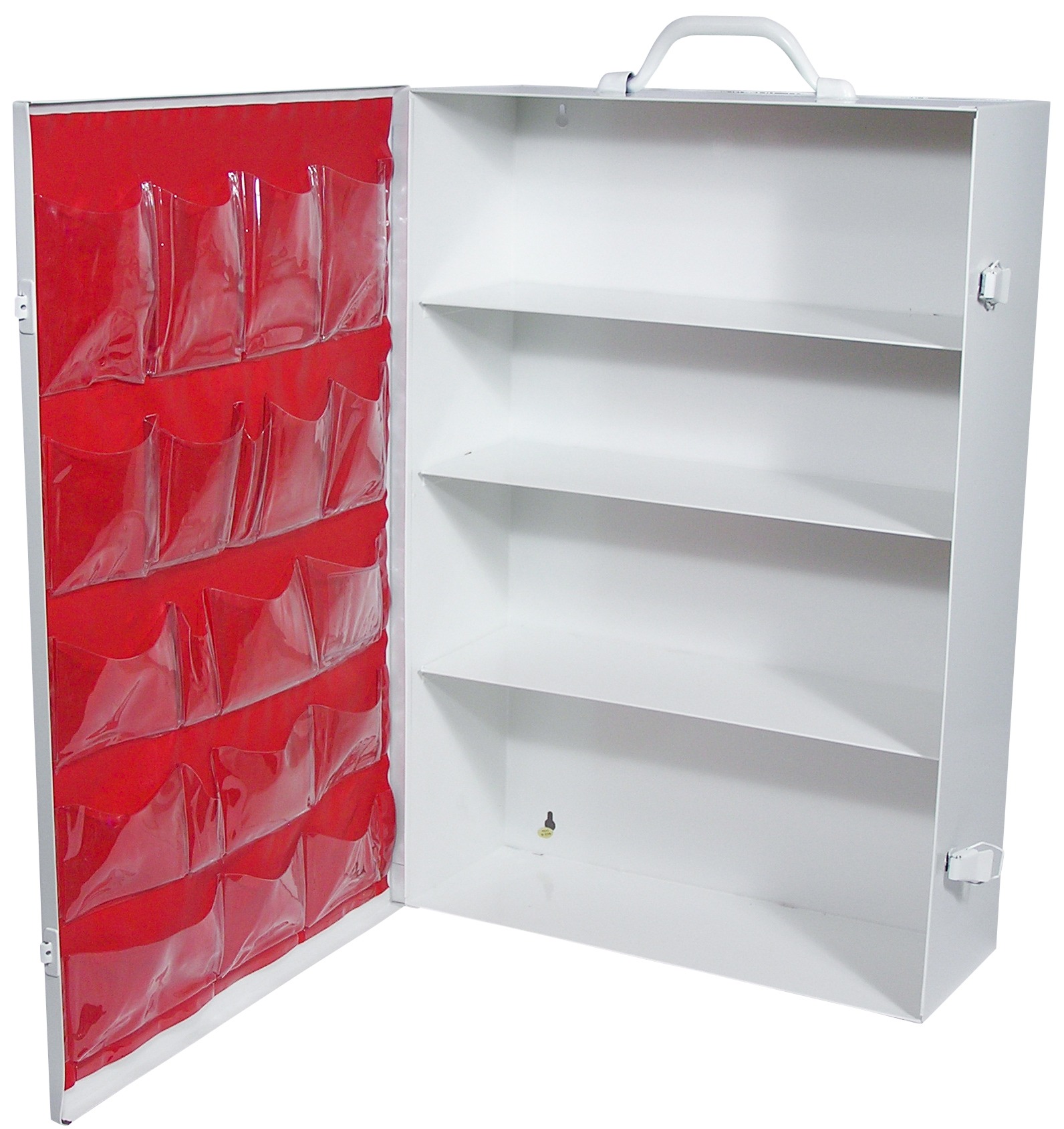 Four Shelf Metal Cabinet with Door Pouch 21" x 15" x 5"