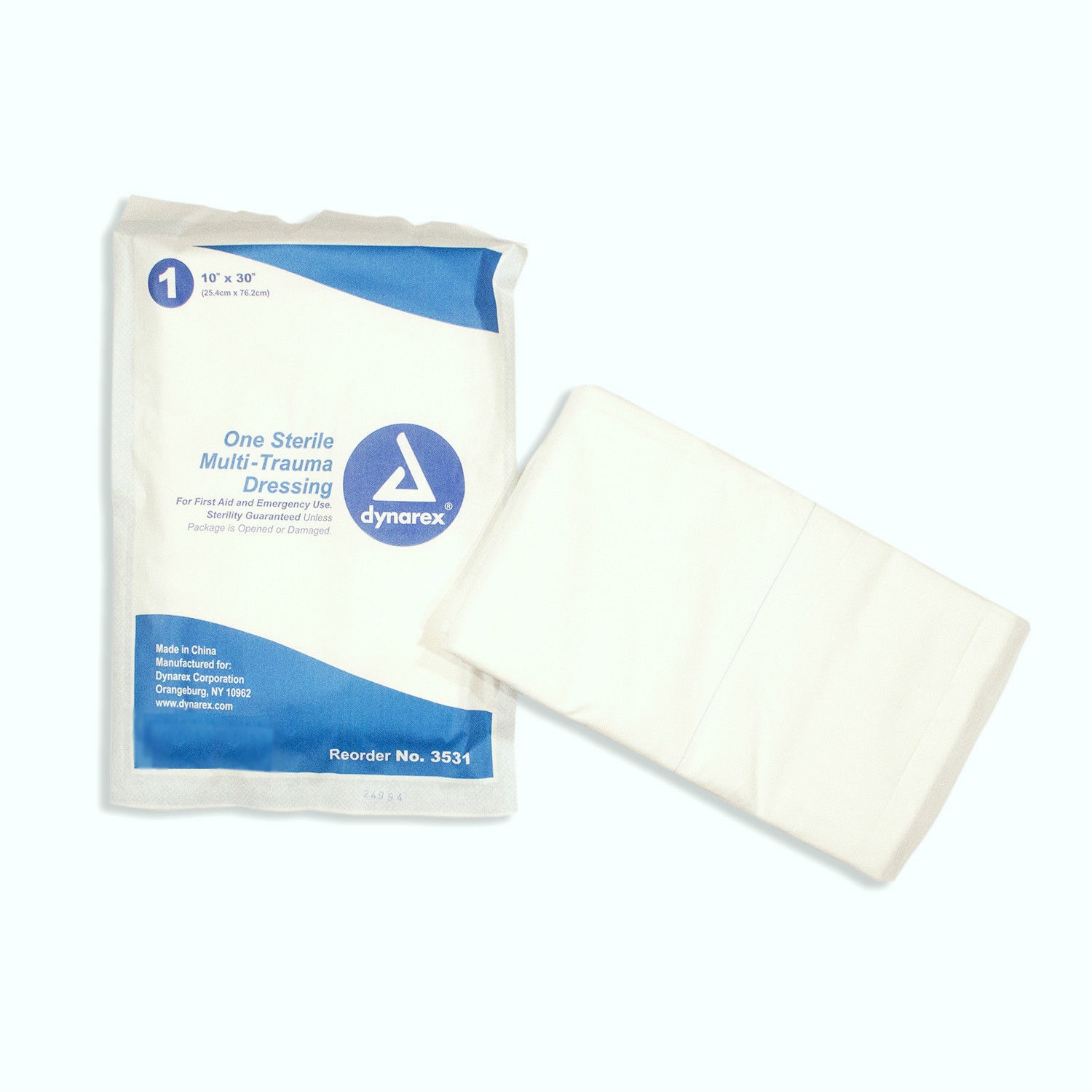 10" x 30" Dynarex Sterile Multi-Trauma Dressing - 1 Each