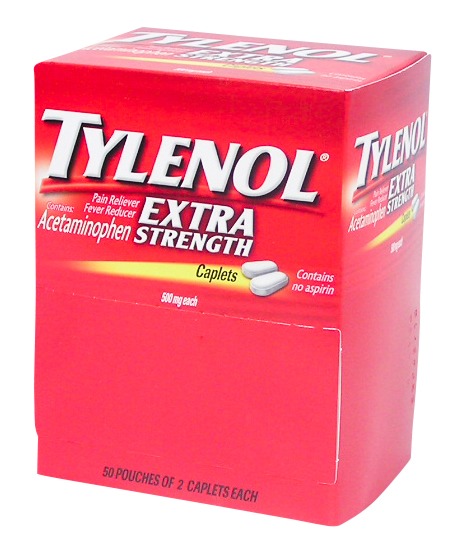 Tylenol® (Acetaminophen): 50 packets of 2 (100 tablets) 500 mg