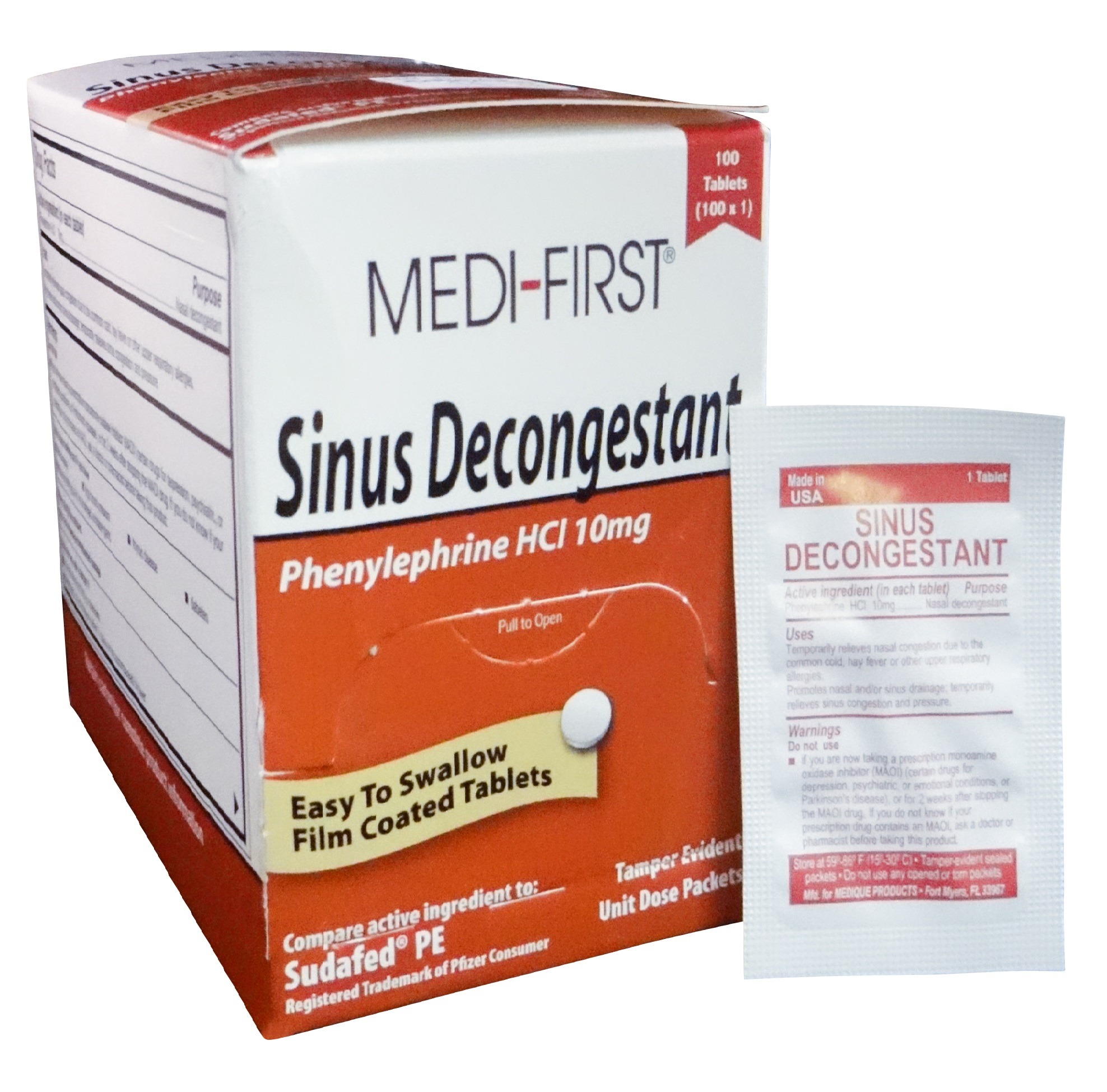 Sinus Decongestant (Phenylephrine HCI) 100 packets of 1 - 10 mg