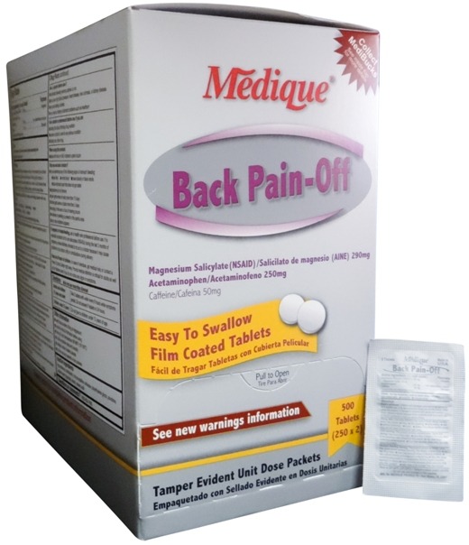 Back Pain Off (Acetaminophen): 250 packets of 2 (500 Tablets) 250 mg