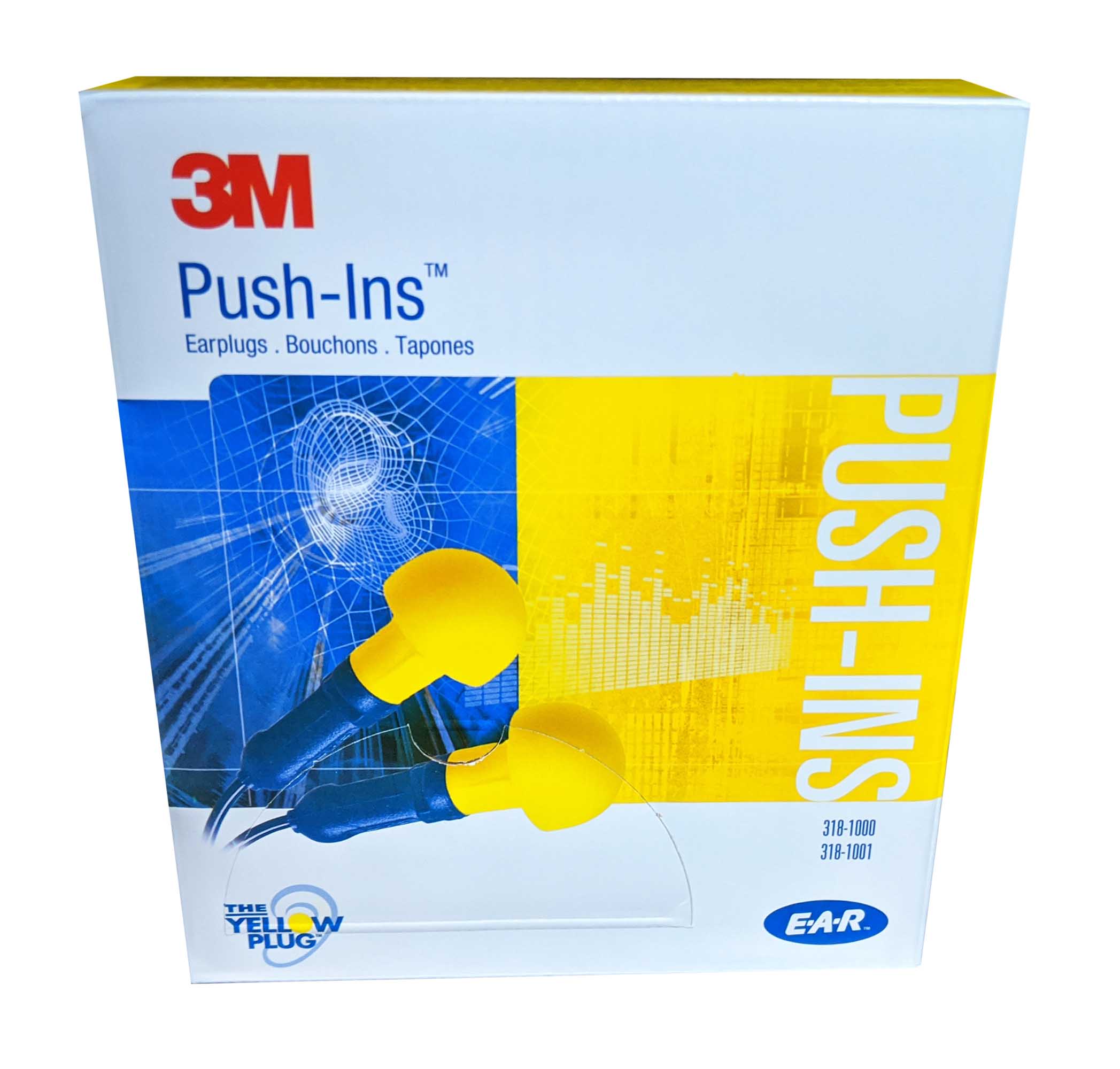 3M E-A-R Corded Push-In Earplugs - NRR 28 - 100 Pairs/Box