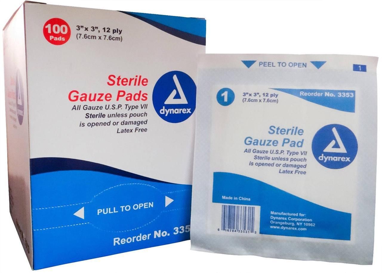 3" x 3" Sterile Gauze Pads - 100/Box