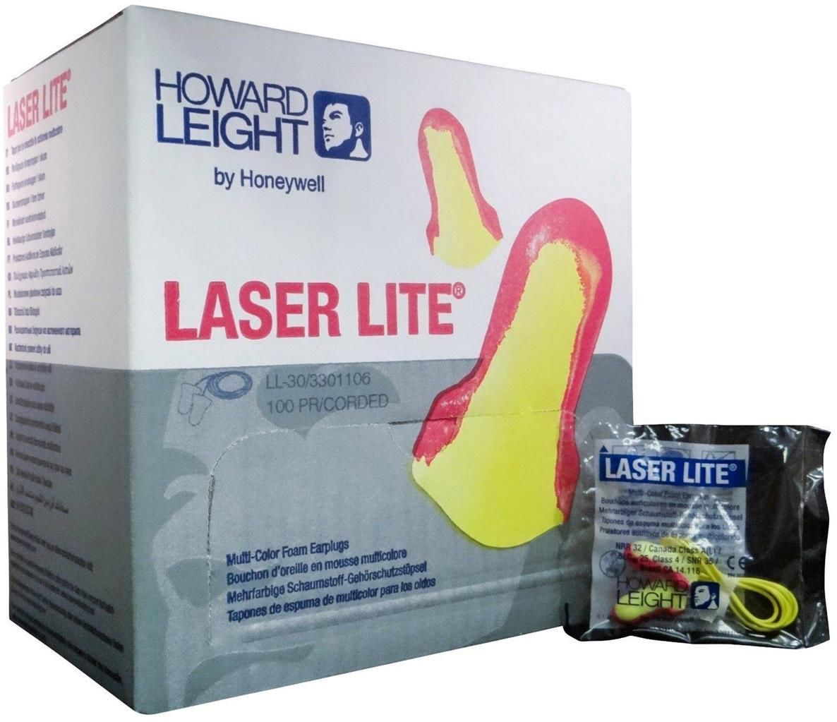 Corded Howard Leight Laser Lite Earplugs - NRR 32 - 100 Pairs/Box