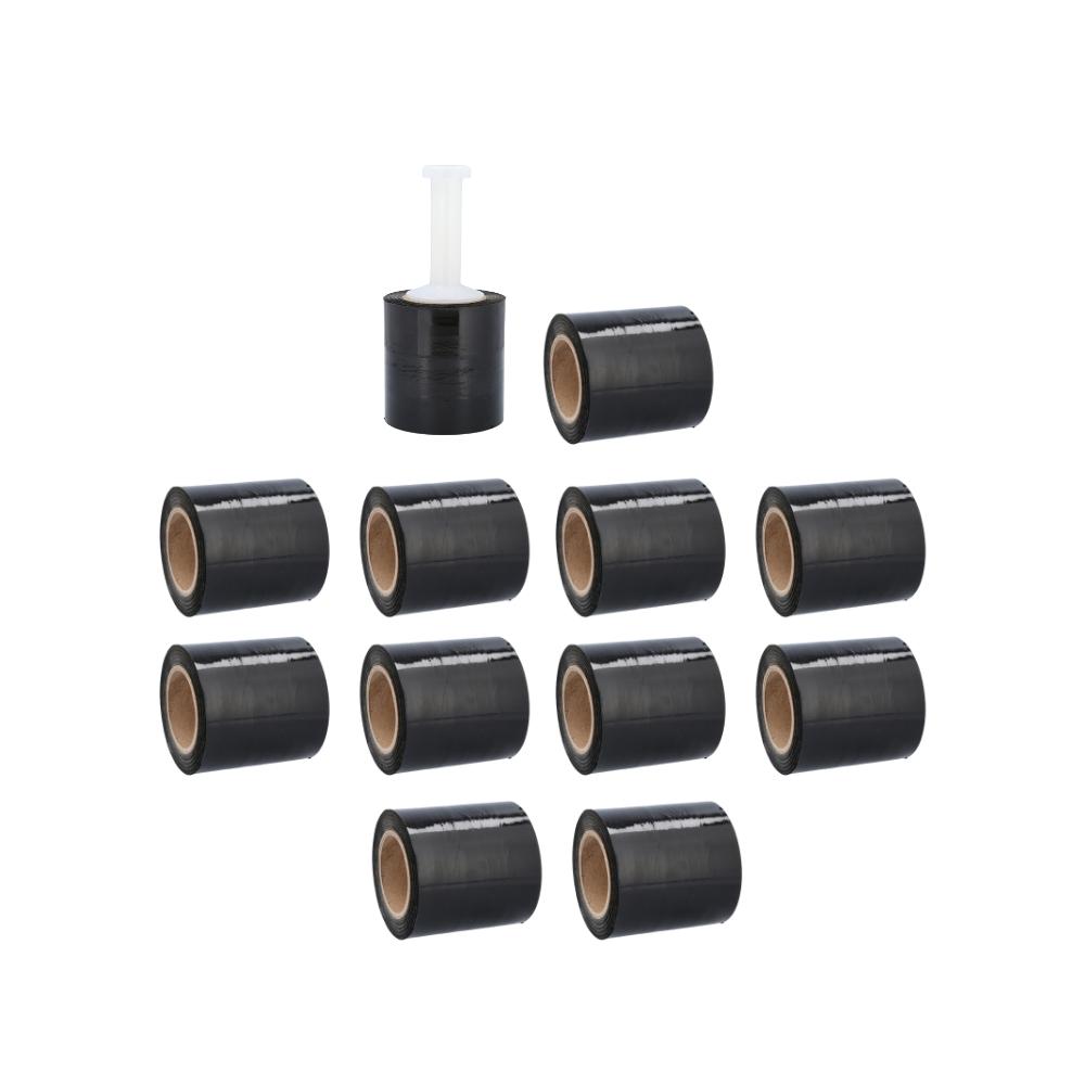 5" x 1000 x 80 Ga Black Mini Stretch Wrap - 12 Rolls/Case