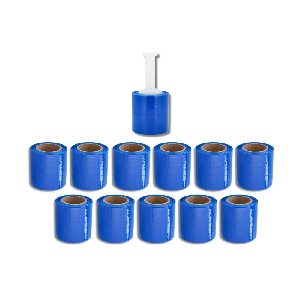 5" x 1000 x 80 Ga Blue Mini Stretch Wrap - 12 Rolls/Case