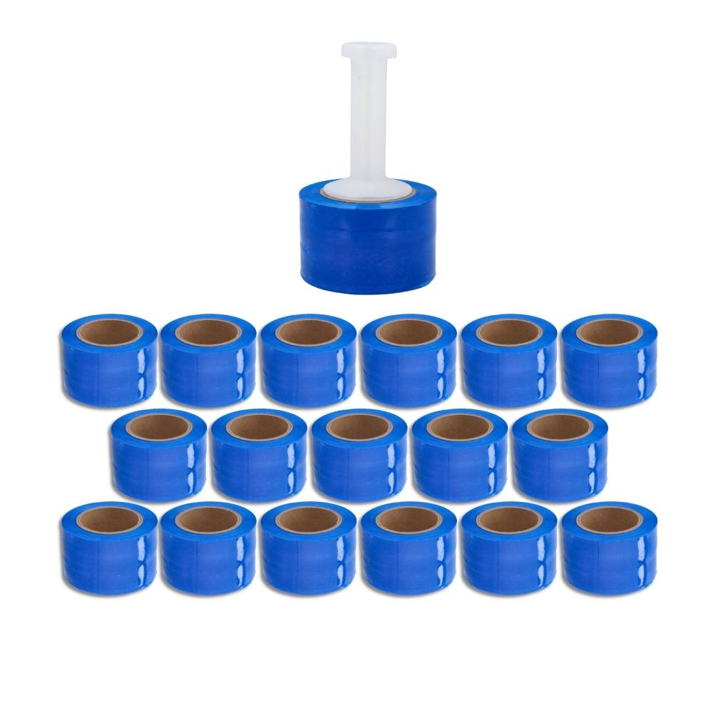 3" x 1000 x 80 Ga Blue Mini Stretch Wrap - 1296 Rolls/Full Pallet