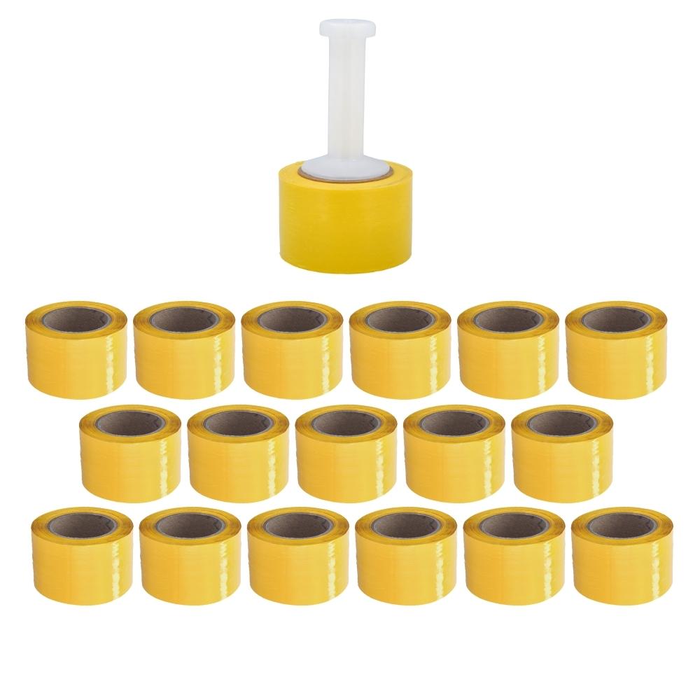 3" x 1000 x 80 Ga Yellow Mini Stretch Wrap - 1296 Rolls/Full Pallet