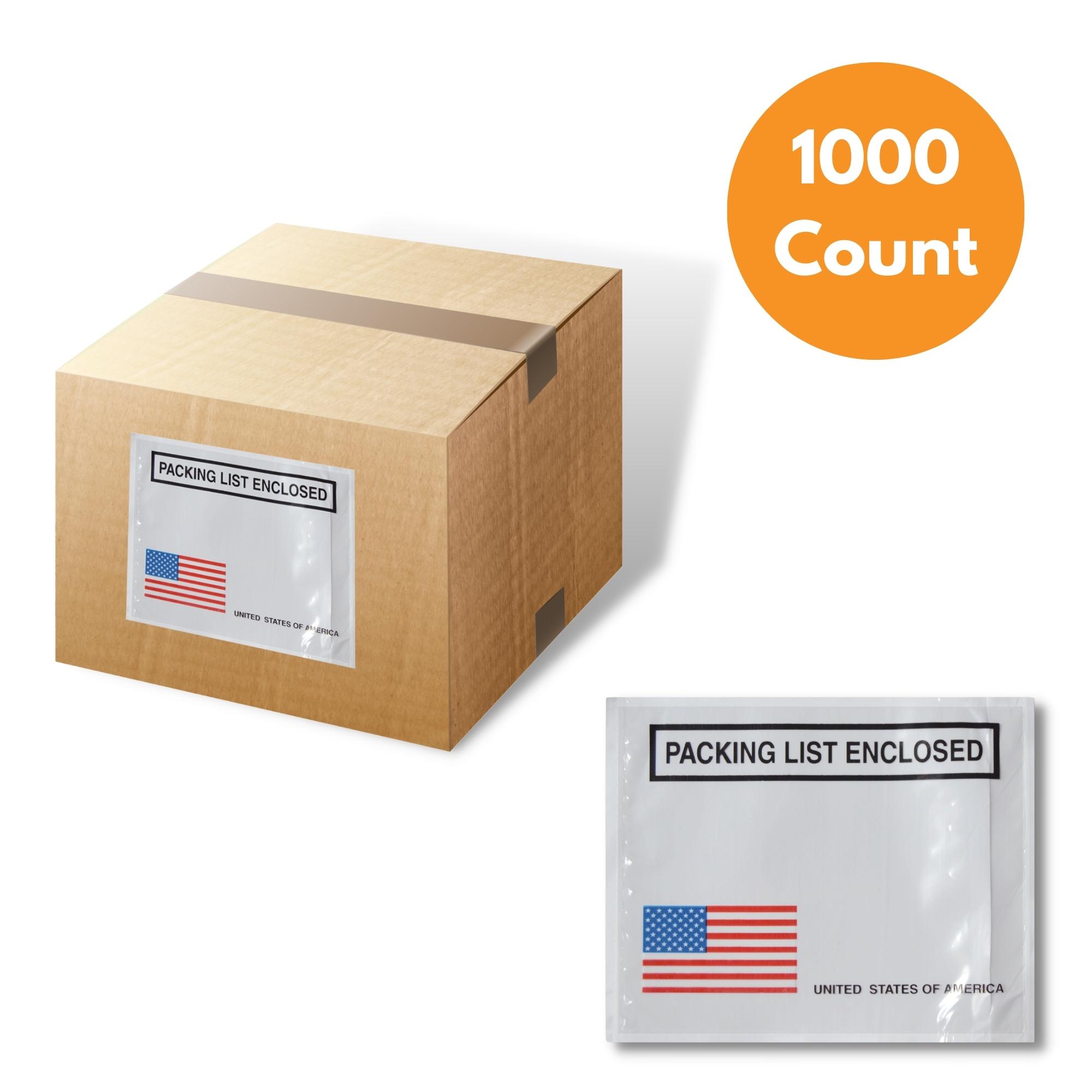 4.5" x 5.5" Packing List Envelopes - USA Flag Print - 1000/Case