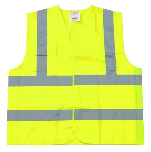 Class II Fluorescent Yellow Safety Vests with Silver Reflective Tape - Large - 25 Vests/Case