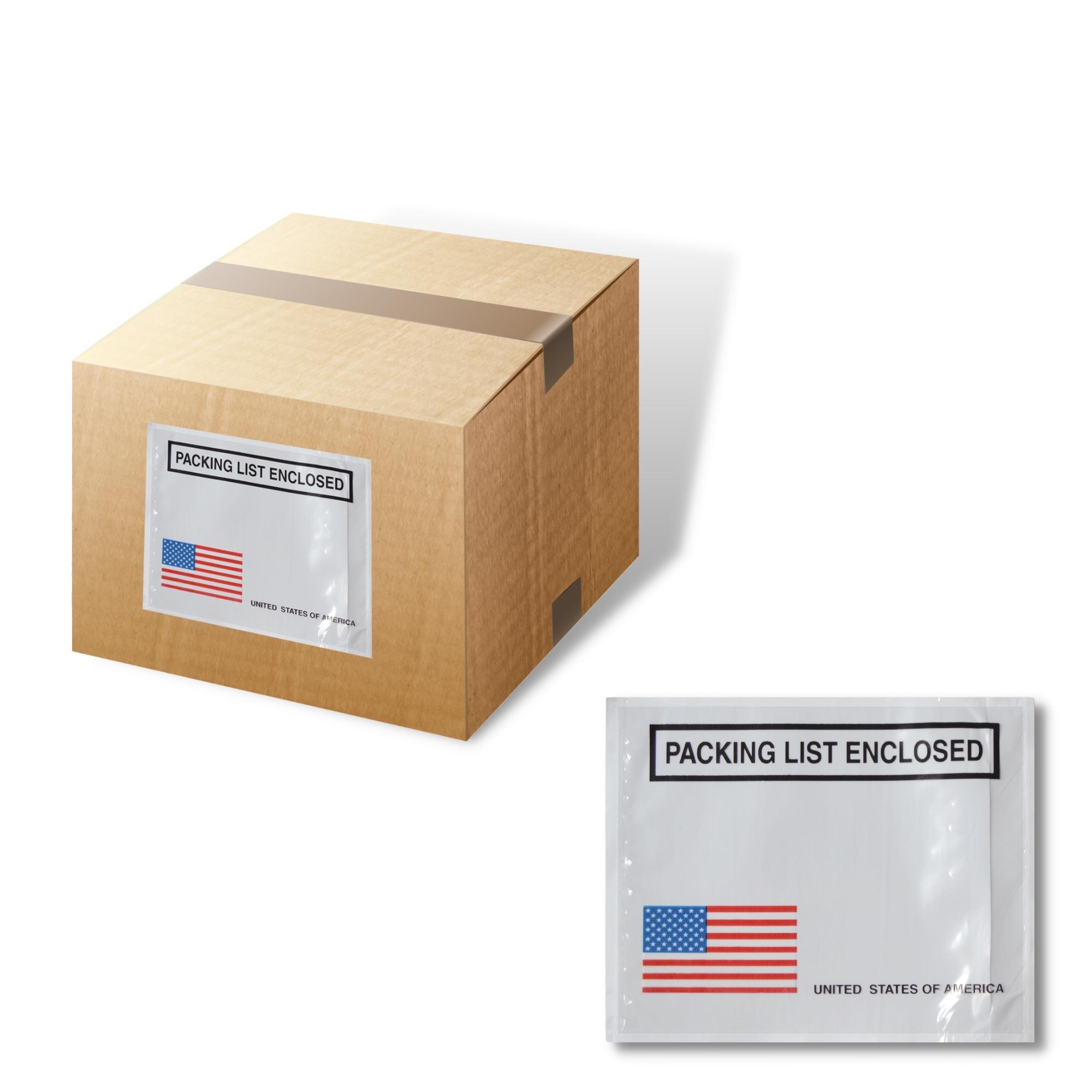 4.5" x 5.5" Packing List Envelopes - USA Flag Print - 128000/Half Pallet