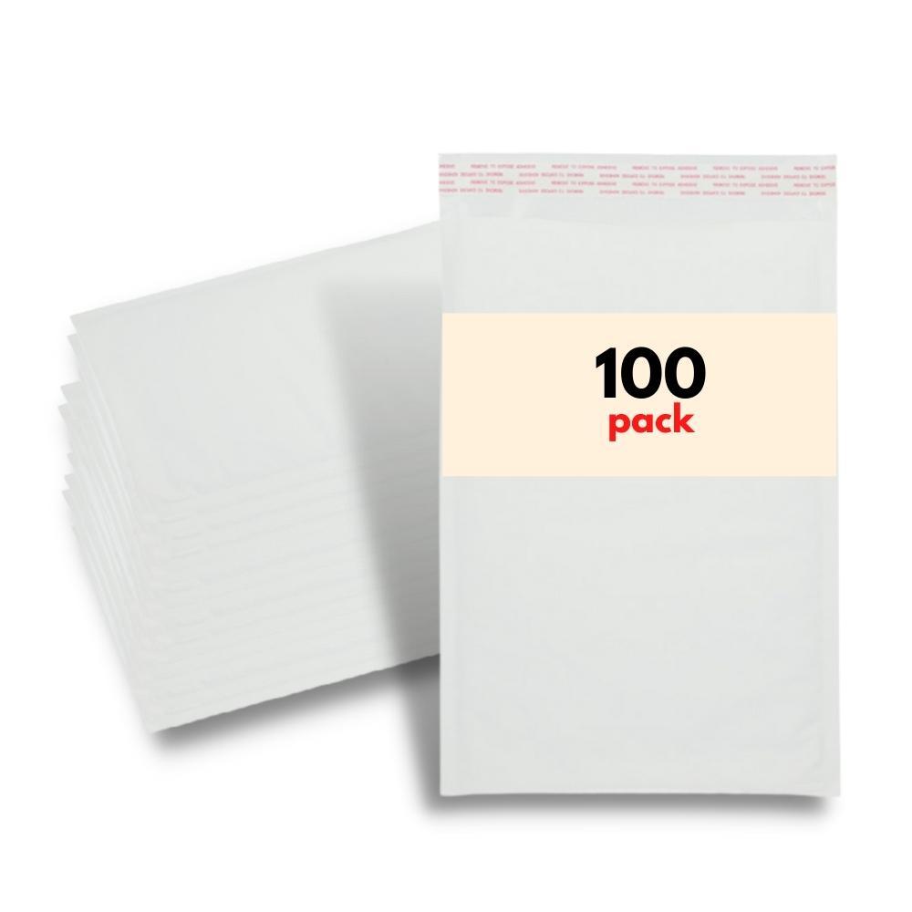 10.5" x 16" White Kraft Bubble Mailers - 100 Mailers/Case