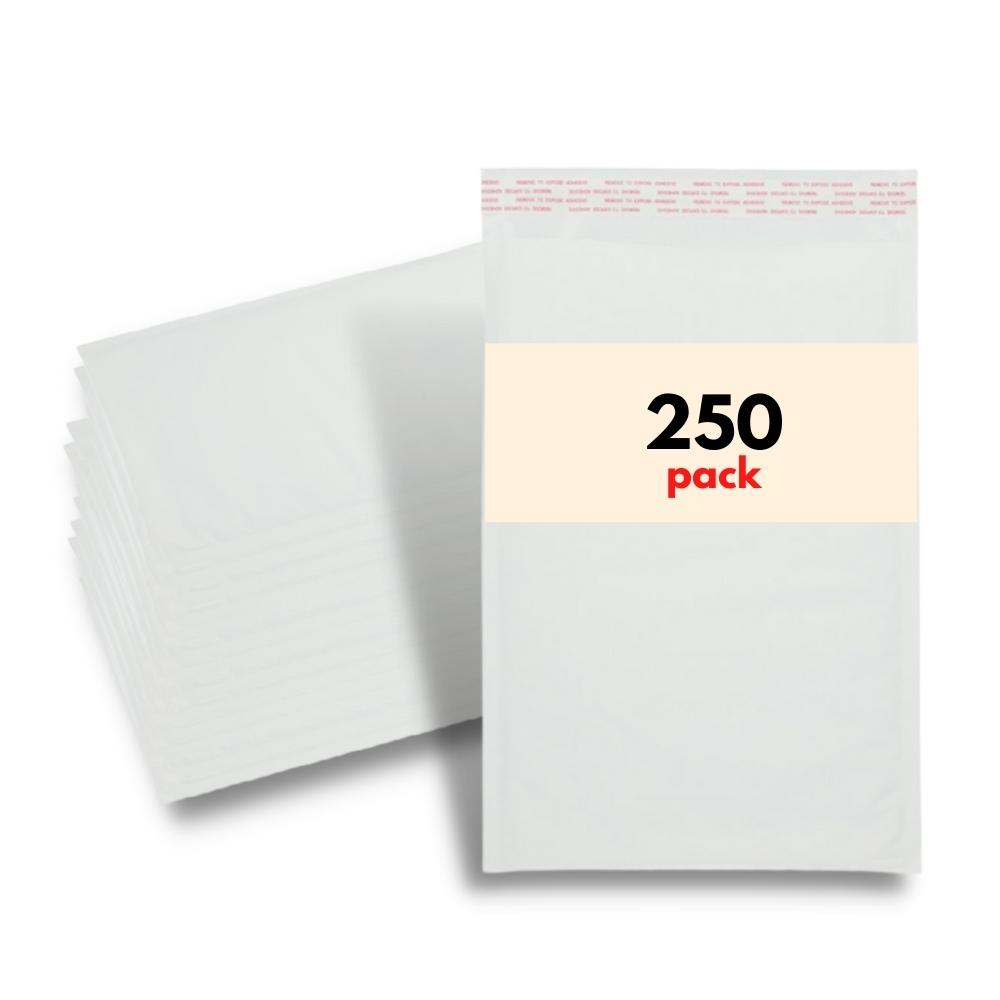 5" x 10" White Kraft Bubble Mailers - 250 Mailers/Case