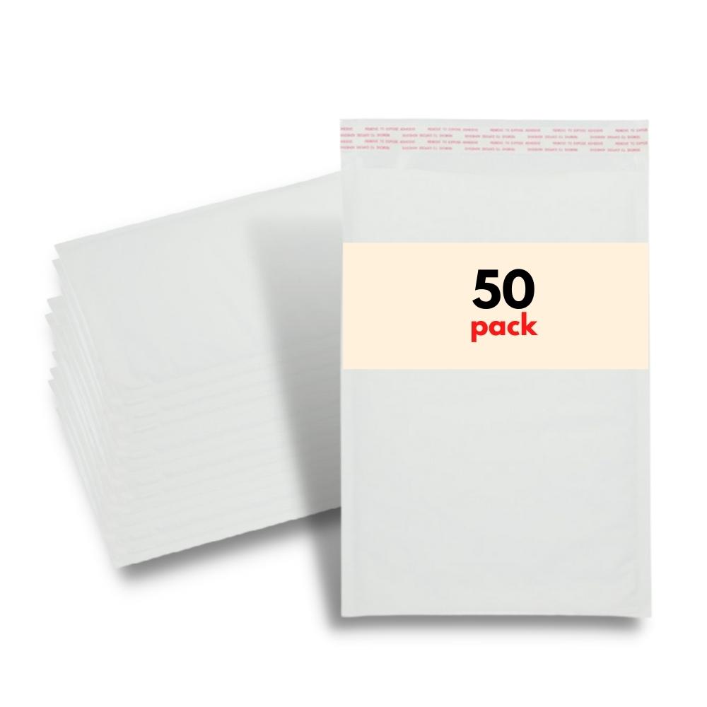 12.5" x 19" White Kraft Bubble Mailers - 50 Mailers/Case