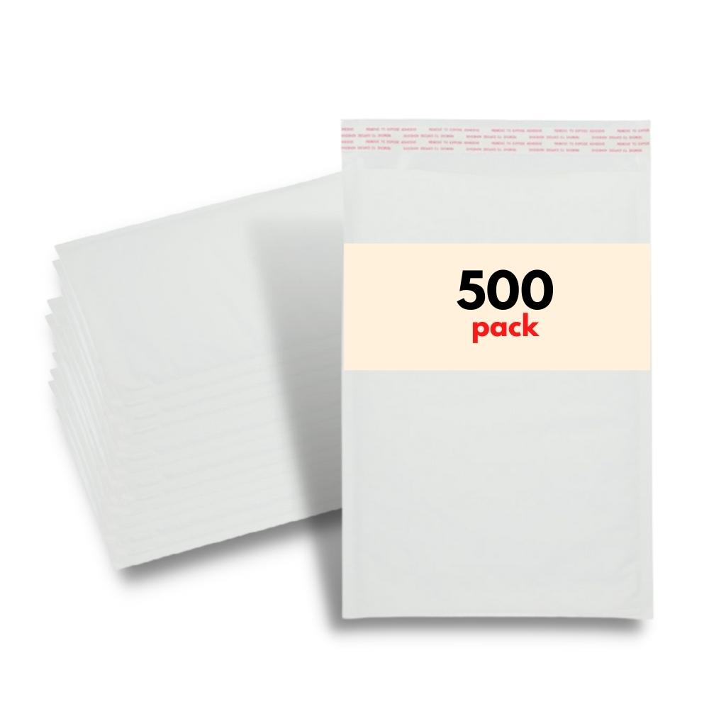 4" x 8" White Kraft Bubble Mailers - 500 Mailers/Case