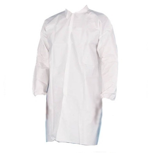 Large White Polypropylene Disposable Lab Coat - 25 Coats