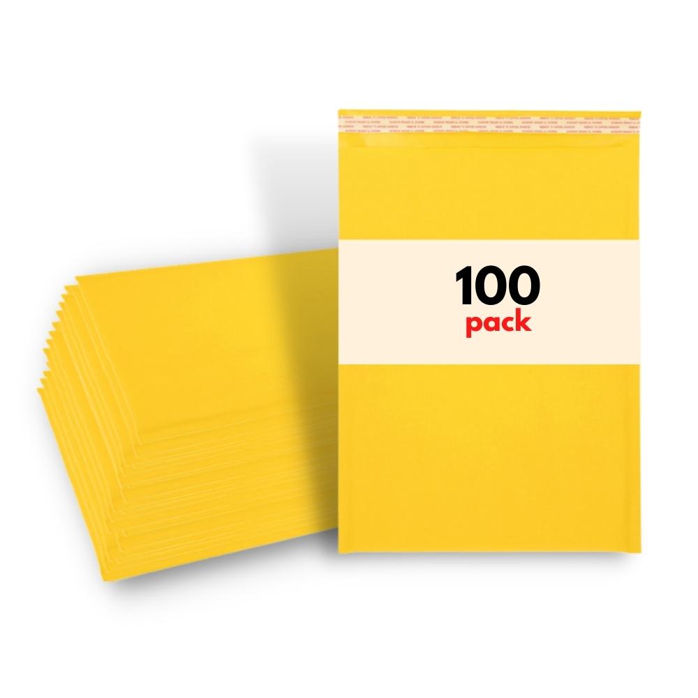 10.5" x 16" Yellow Kraft Bubble Mailers - #5 - 100 Mailers/Case